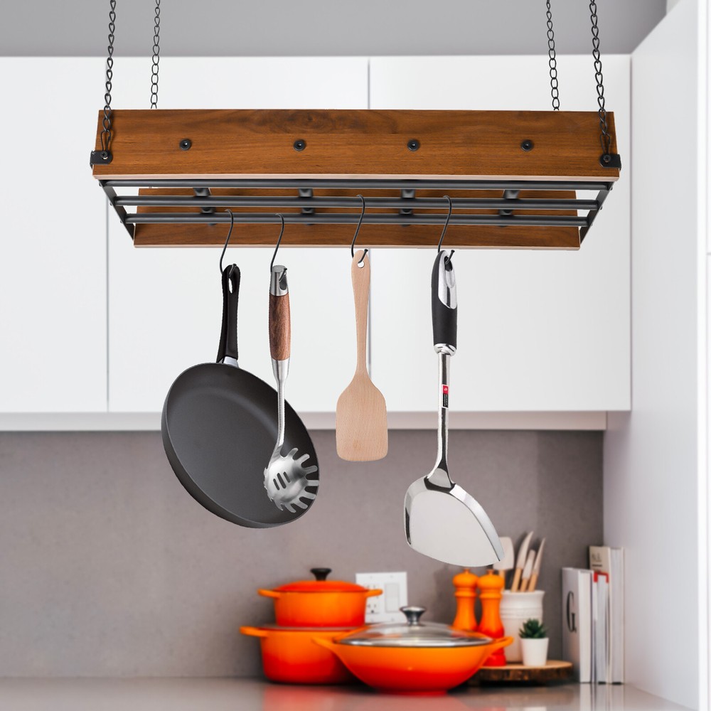 Kitchen Hanging Pot Pan Holder Hanger Iron Rack Cookware Organizer Storage Shelf