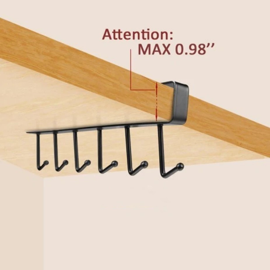 2P Under-Shelf Mug Holder Rack – Kitchen Cabinet Coffee Cup Storage Hooks-%%