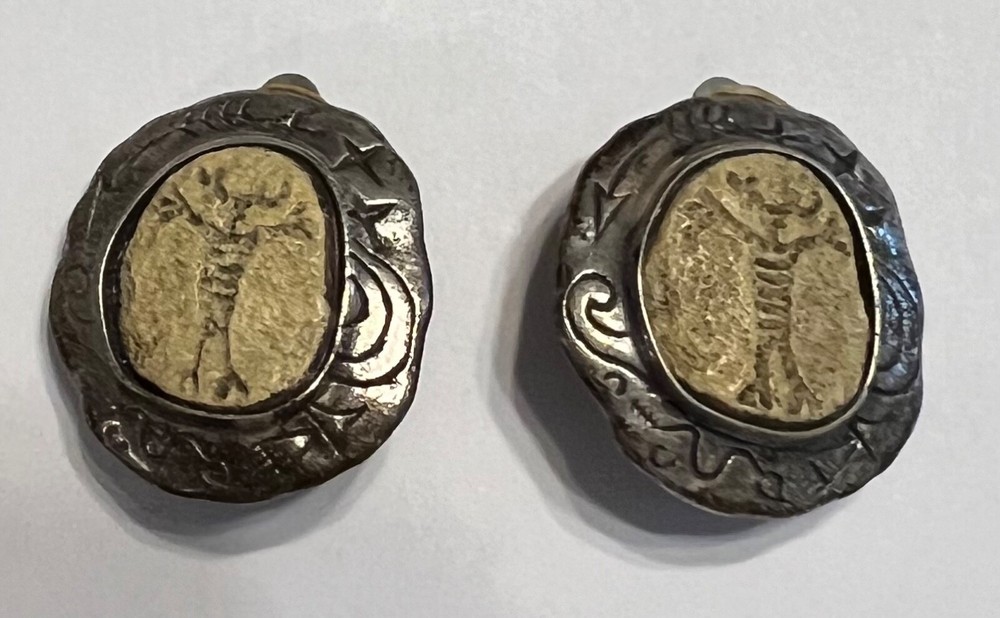 VTG Sterling Native American Clip Earrings