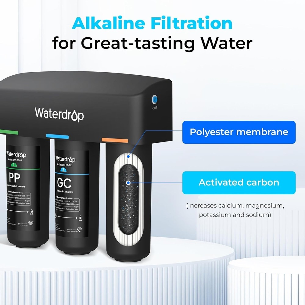 Waterdrop TSB-ALK 8 Layer Slightly Alkaline Under Sink Water Filter System