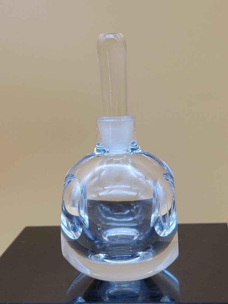 Orrefors Crystal Perfume Bottle Dabber Etched Design Signed