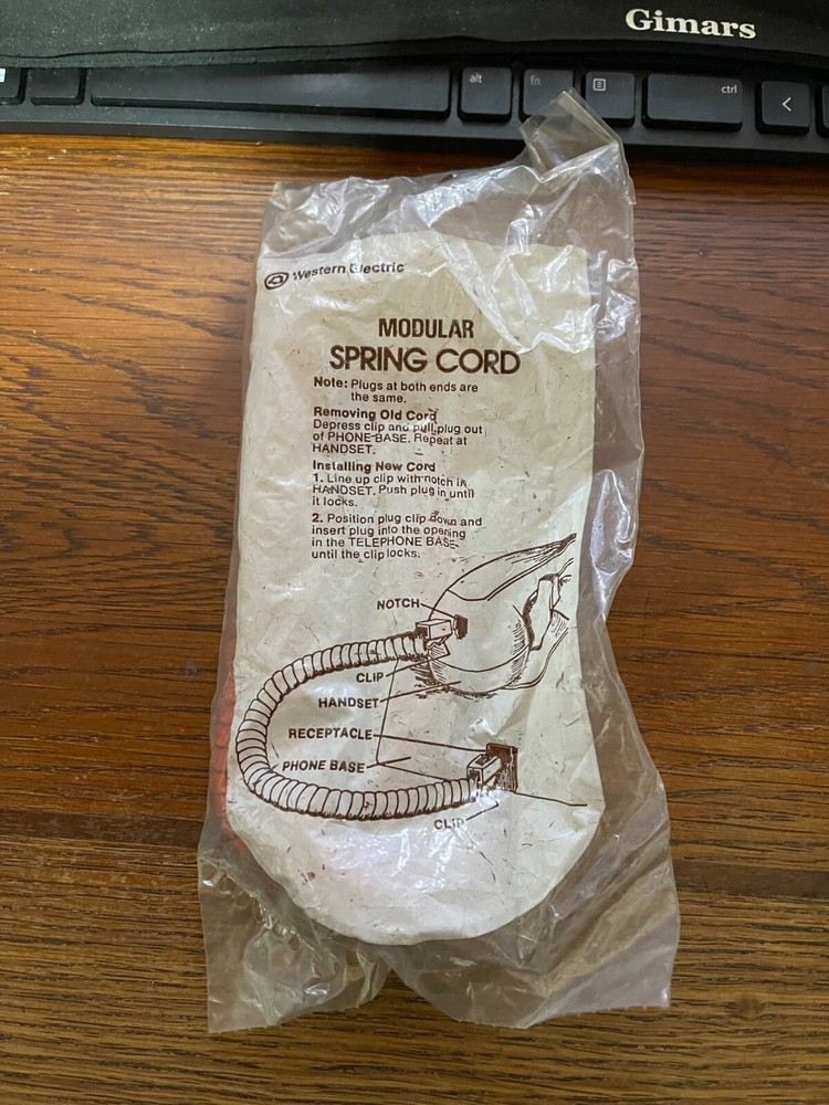 Vintage NOS Modular Handset LONG Spring Cord - RUST