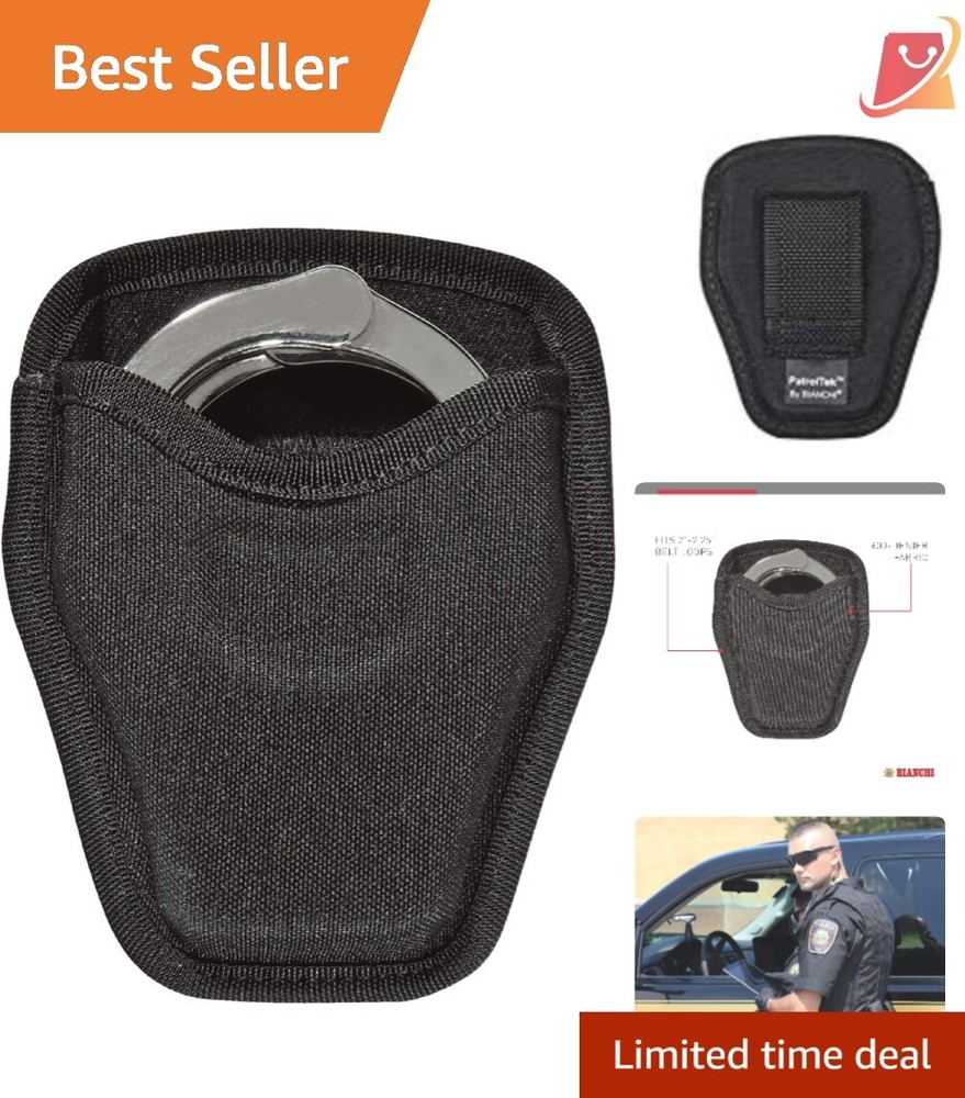 Open Top Cuff Case Black Fits Standard Handcuffs Durable Outer Pull Through