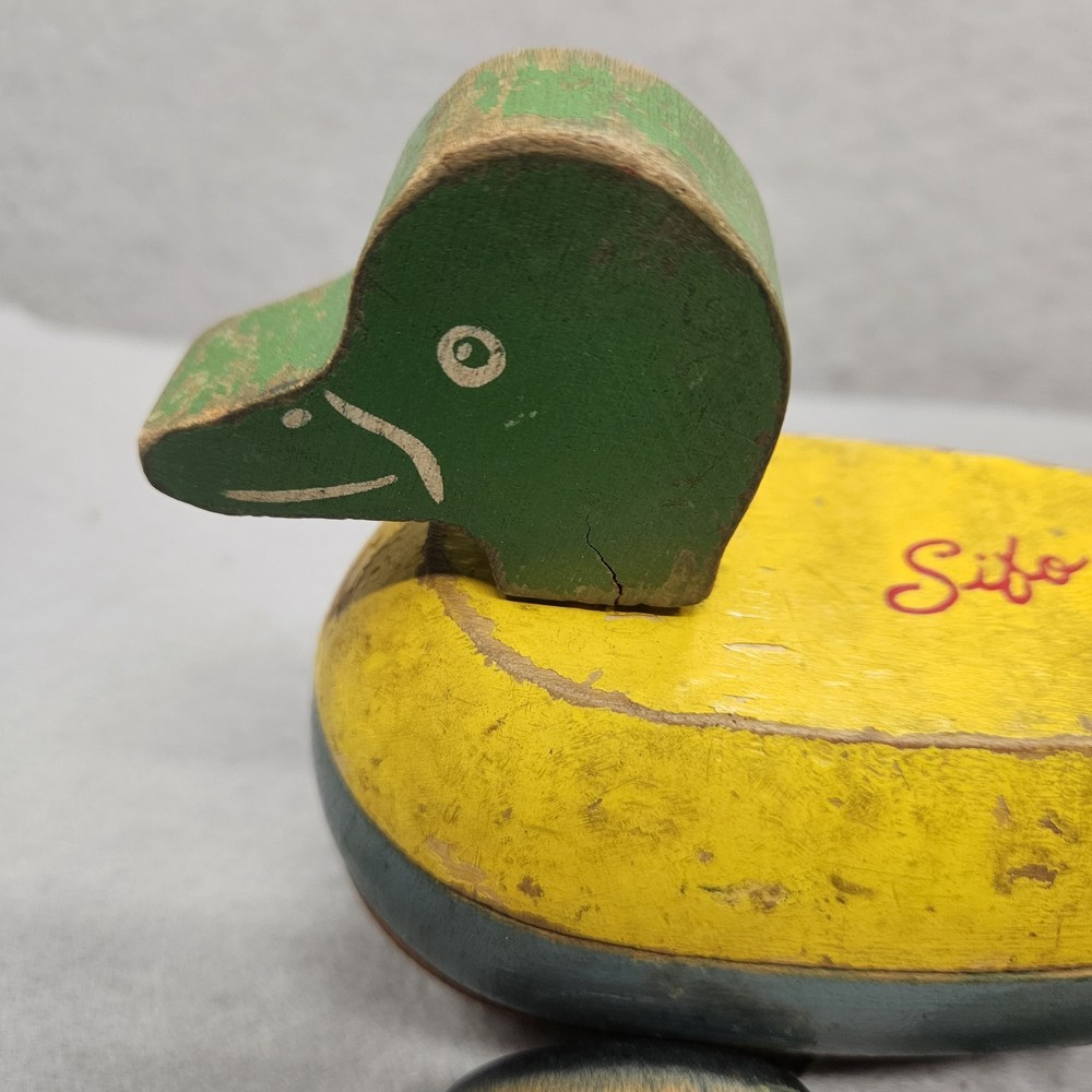 Vintage Sifo Pull Duck Wooden 1960’s With Pull String
