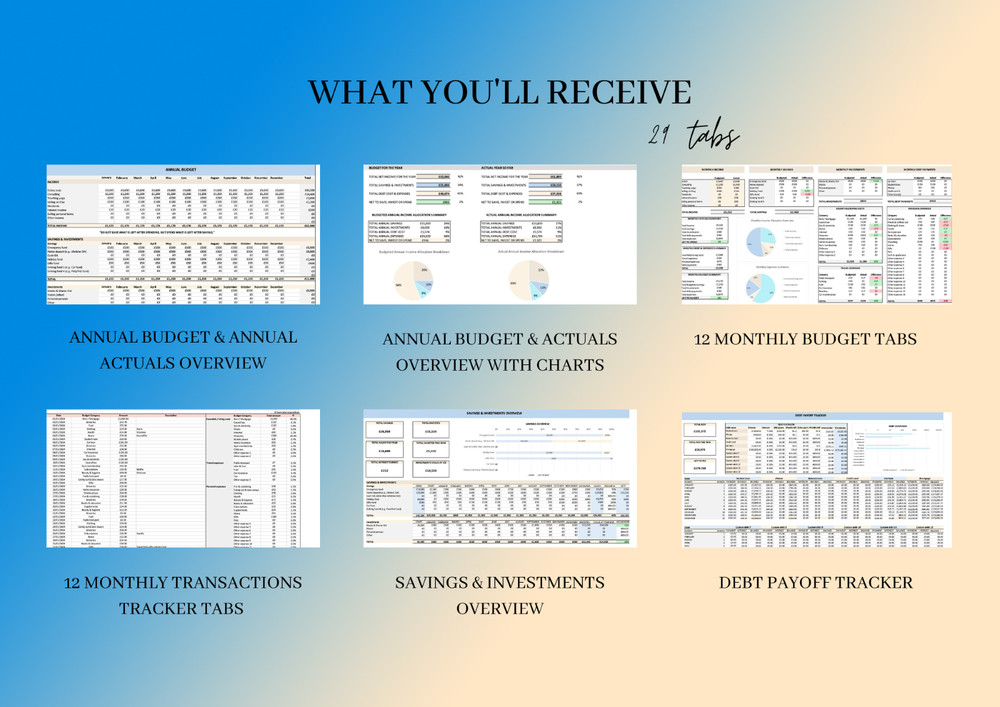 Annual Budget Planner - 2026 for Google Sheets, Excel Yearly Budget Tracker