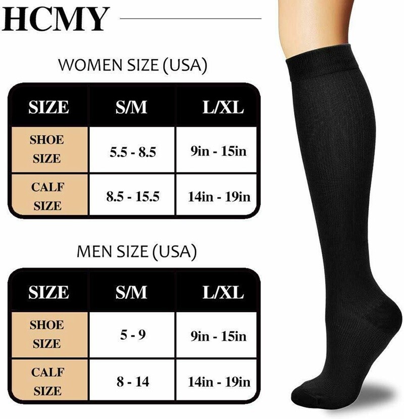 3 Pack Compression Socks (8-15mmHg) Moisture Wicking Support Stockings
