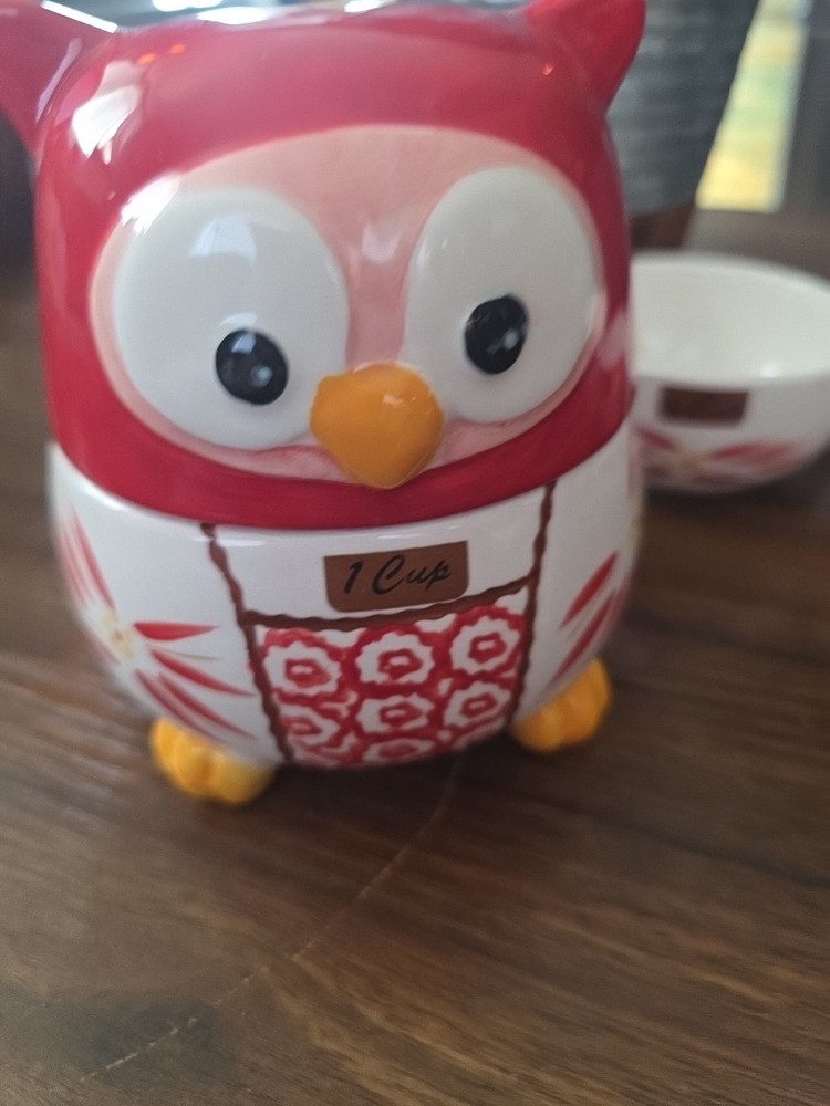 TEMPTATIONS OWL NESTING STACKING MEASURING CUPS 1/4,1/3,1/2,1 CUP