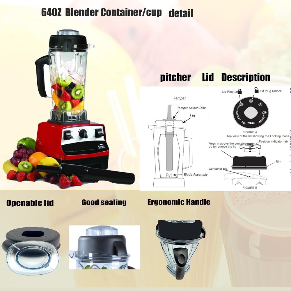 Upgraded 64oz Blender Container with Tamper - Durable, Safe & Versatile!
