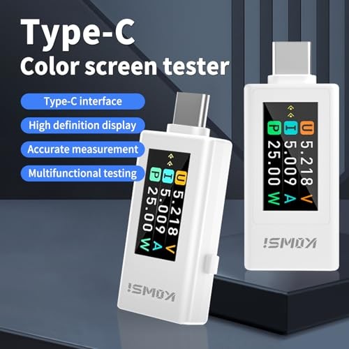 USB C Tester Voltage and Current Tester Meter Voltmeter Power Bank White