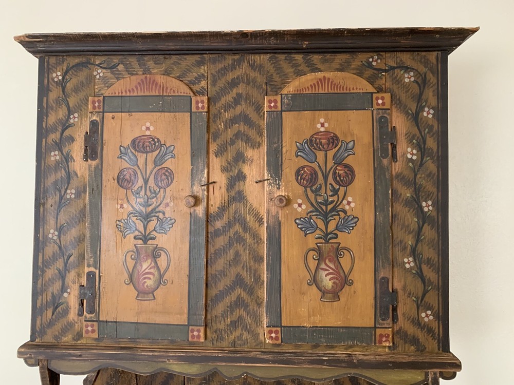 1800’s Antique Scandinavian Hand Painted Pine Sideboard
