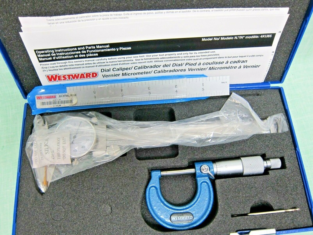 WESTWARD 4KU85 Precision Measuring Tool Kit 3pc