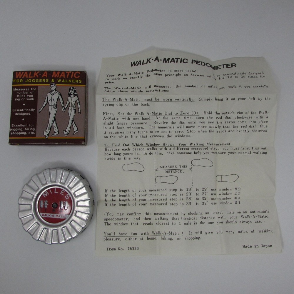 Vintage 1985 Walk A Matic Pedometer Step Tracker For Joggers and Walkers