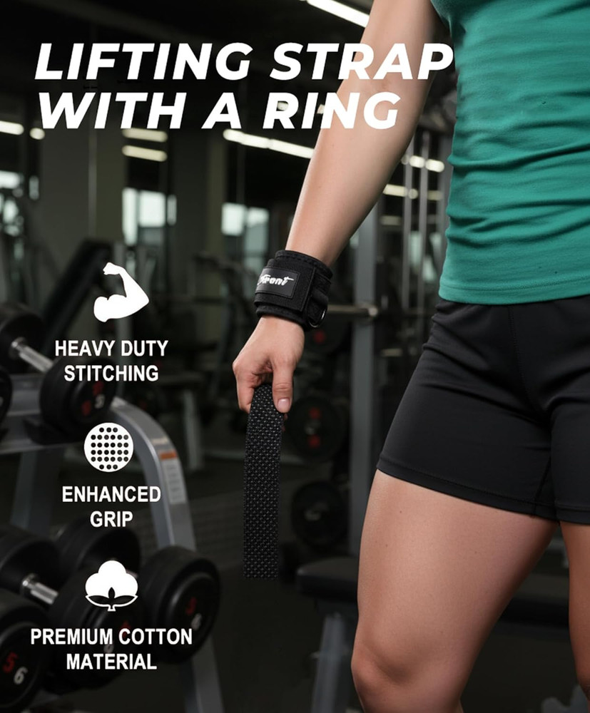 Heavy-Duty Weight Lifting Straps with Cuffed D Ring for Enhanced Grip