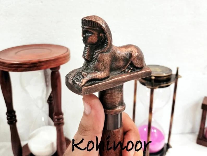 Egyptian Sphinx Statue Handle Walking Cane Foldable Cane Father's Gift - 36"