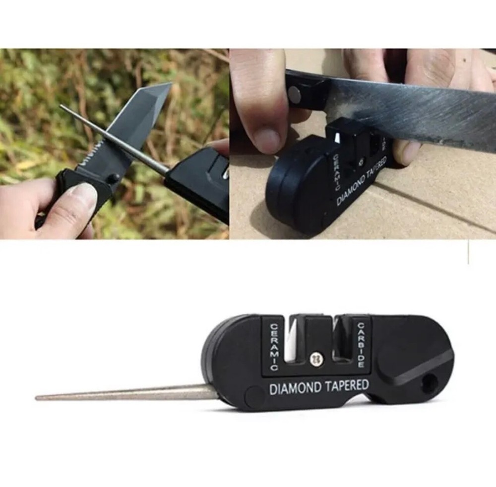 4-in-1 Mini Portable Pocket Tungsten Ceramic Caride Knife Whetstone Sharpener