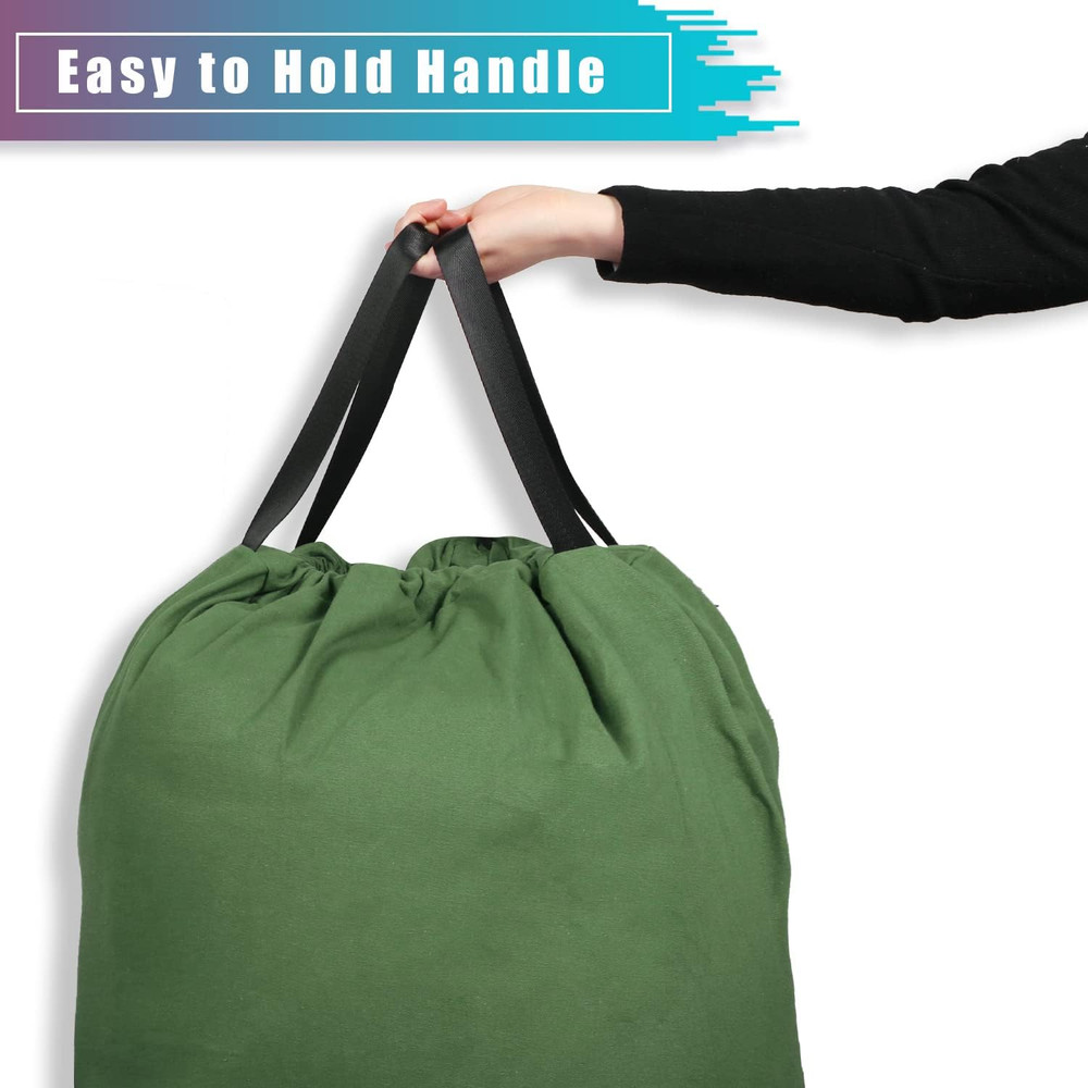 Extra Large Canvas Laundry Bags with Handles & Drawstring Closure, Heavy Duty Te