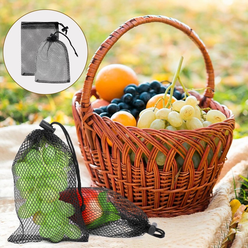 Sliverdew 10PCS Small Mesh Bags Drawstring Black 15cm×10cm,