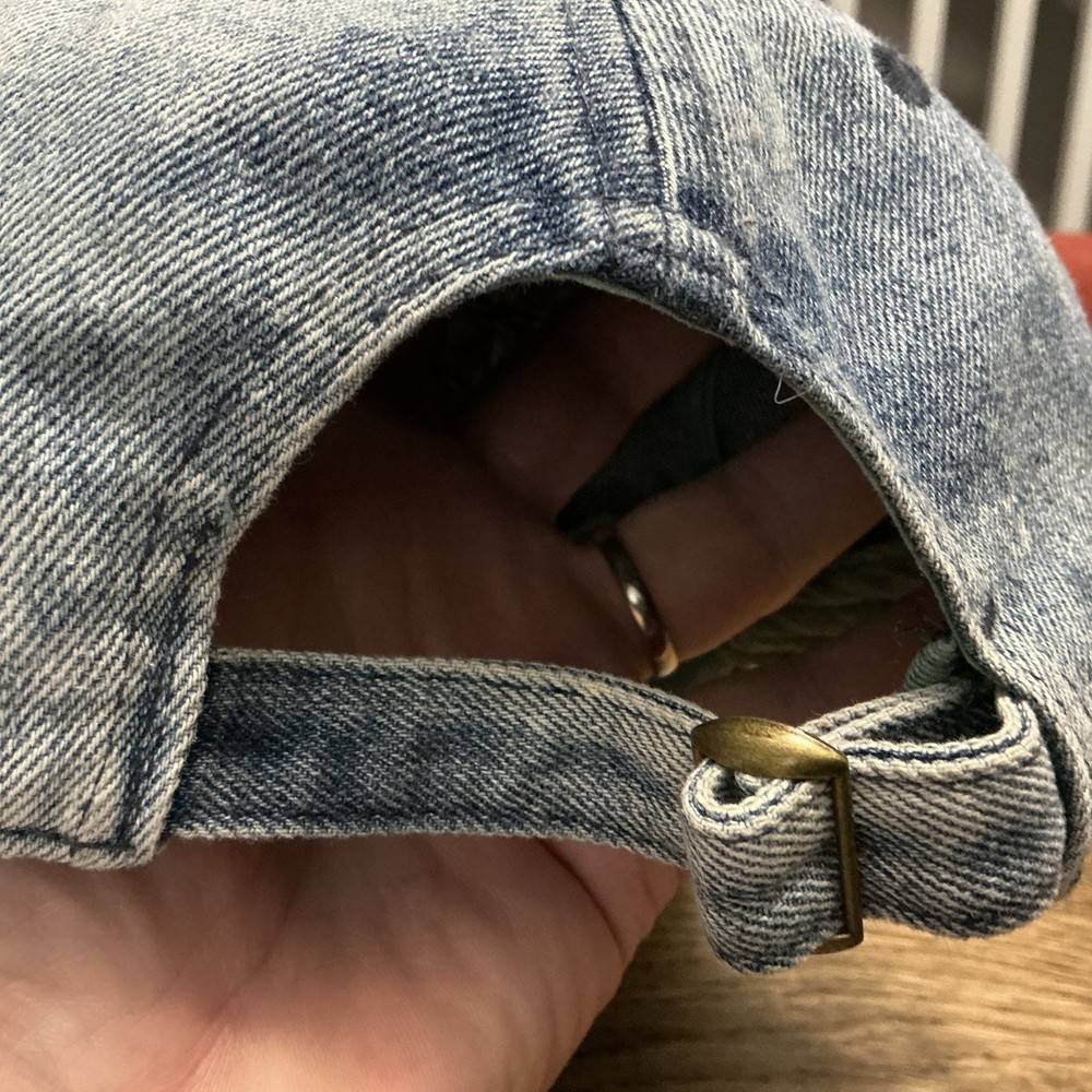Wander Lust Hat Cap Strap Back Womens Blue Denim Adjustable