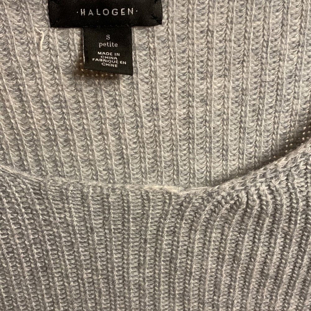 Halogen Wool Blend Pullover Gray Sweater Black Lace Up Size Small Petite