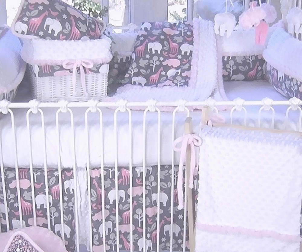 Animal Cookies Pink Crib Bedding Set