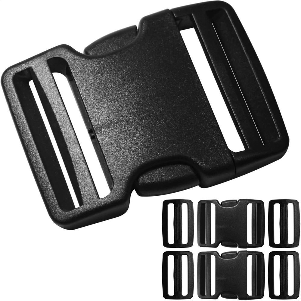 2" Wide Webbing Strap Buckles - Quick Release Clips (2 Set) & Tri-Glide Slides (