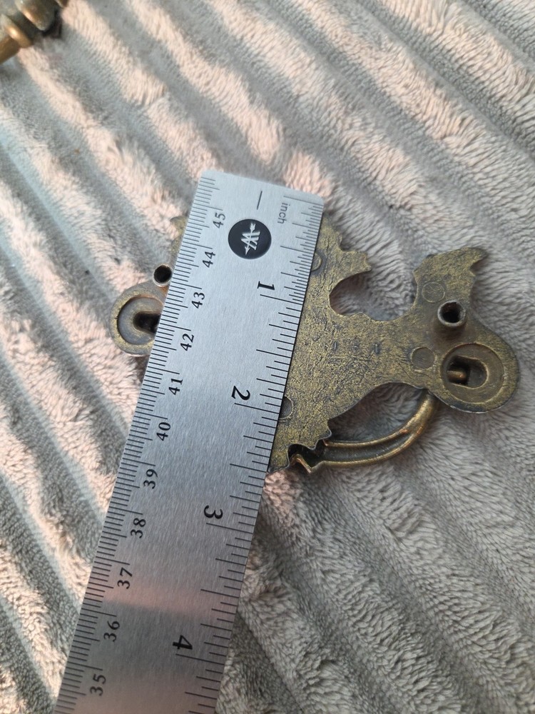 Vintage Lot of 6 Brass Drawer Drop Pulls Hardware 2.5" OC Replacement Pulls