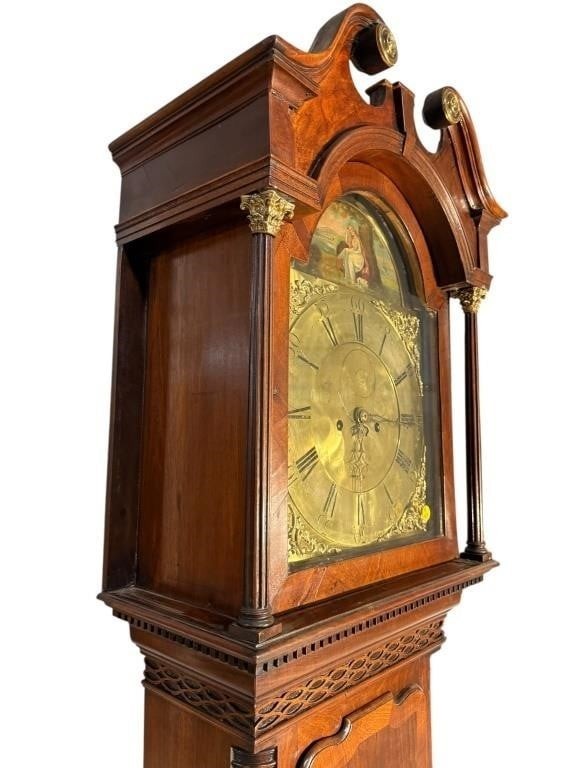 19thc BROUGH WORKINGTON MAHOGANY TALL CASE CLOCK