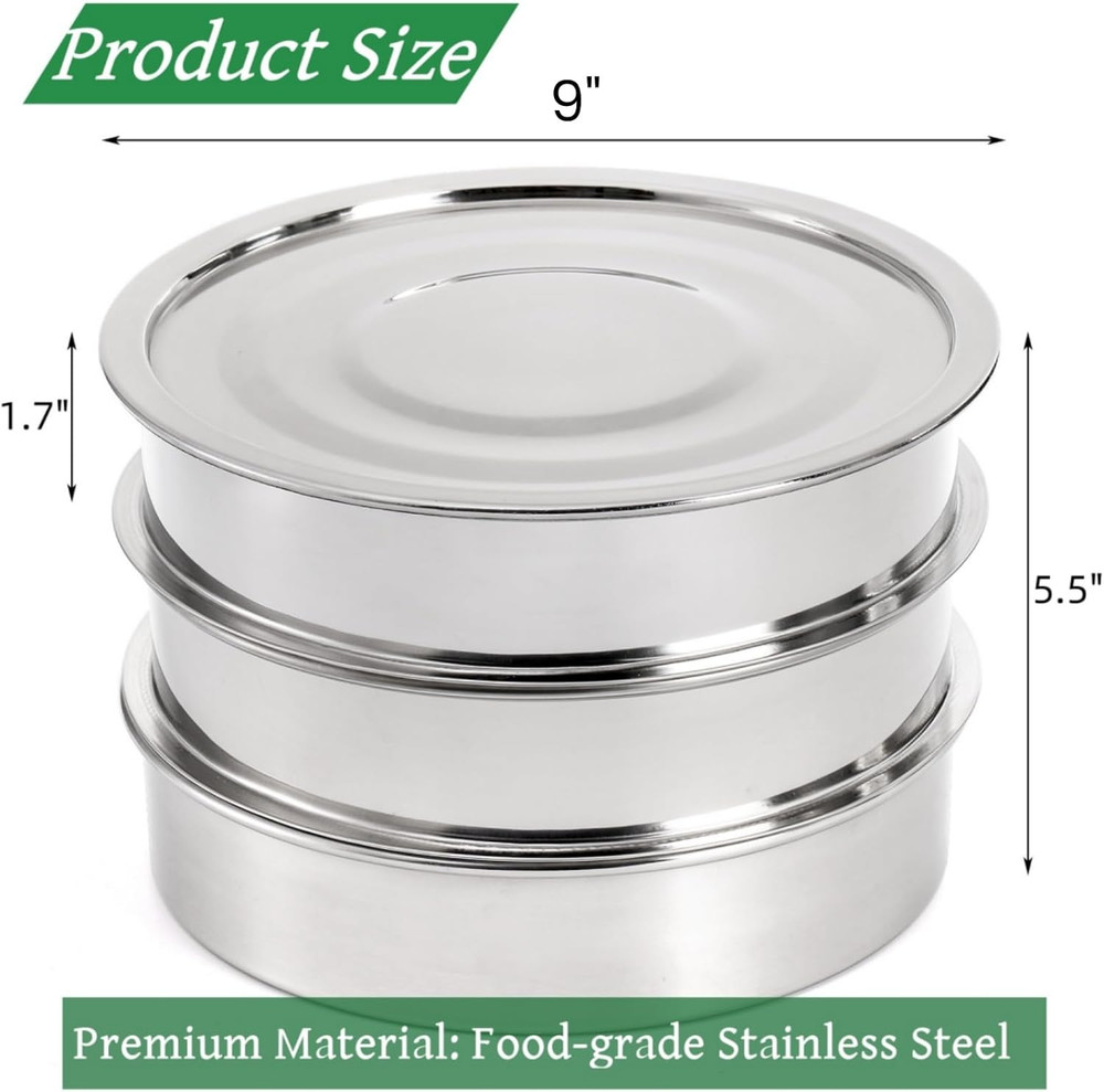 9" Stackable Stainless Steel Seed Sprouting Kit, 3-Tier Mesh Germination Tray, S