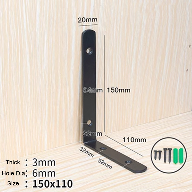 Black Corner Brackets Stainless Steel 90 Degrees L-Type Right Angle Braces