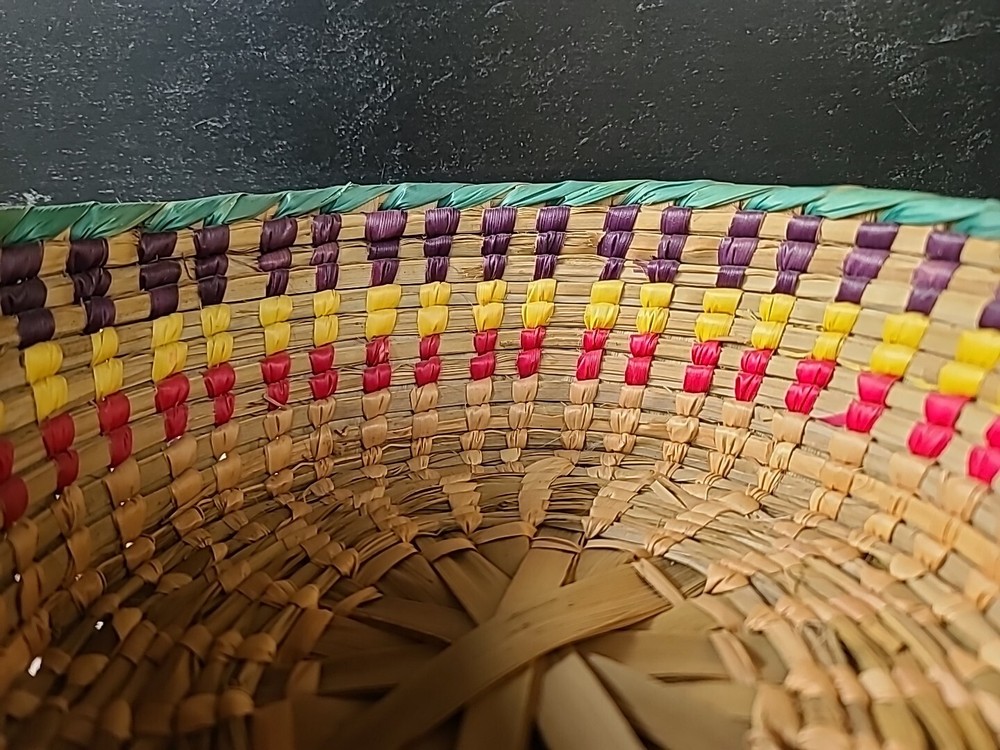 Vintage Striped Woven Basket