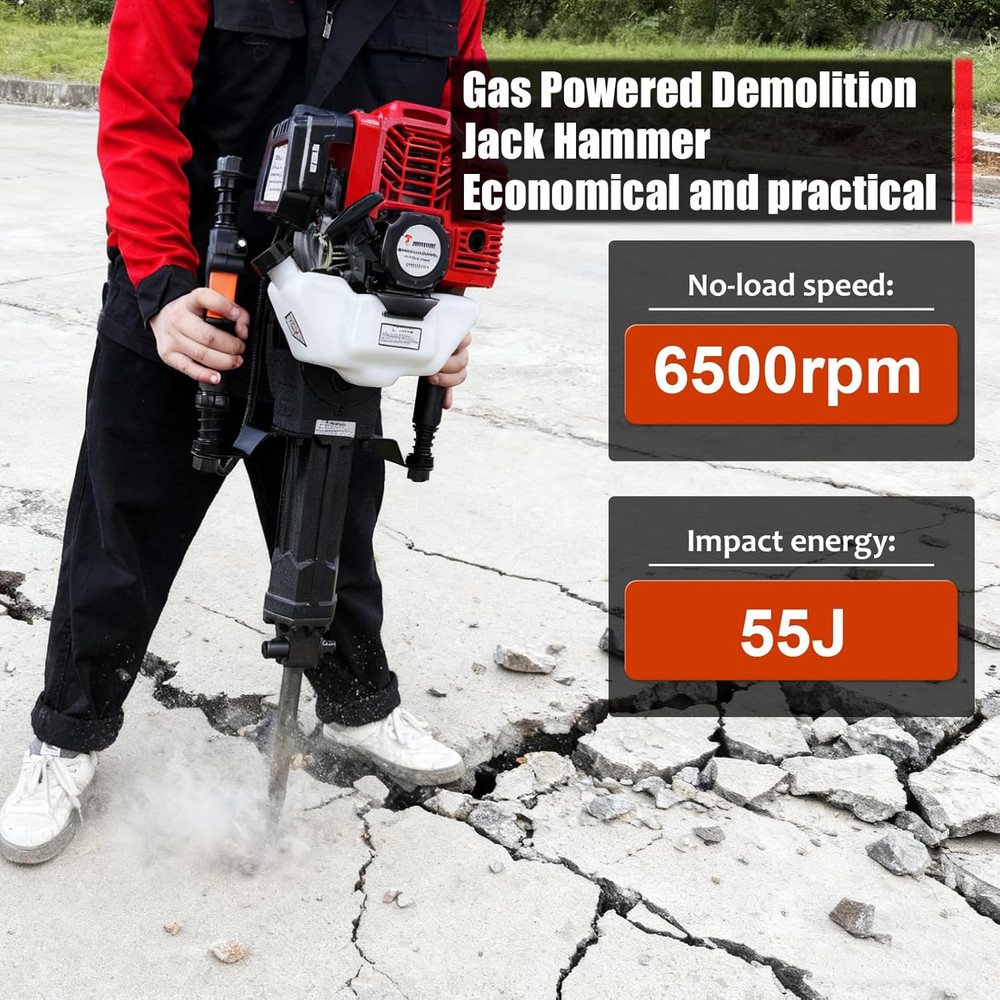 JKCHENPRO 52Cc 2-Stroke Gas Powered Post Driver & Demolition Hammer Combo - Dual