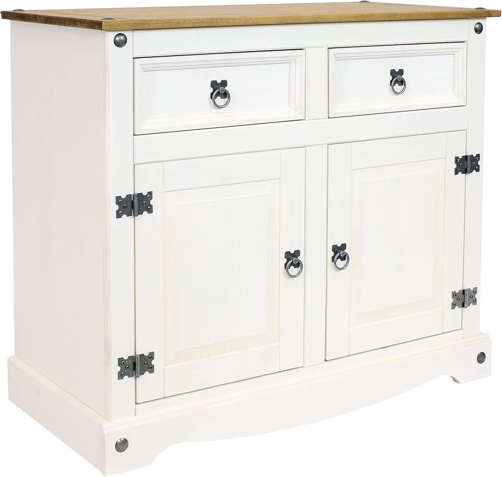 Sunnydaze 31.5" Kitchen Sideboard Cabinet - Solid Pine, 2 Drawers & Doors