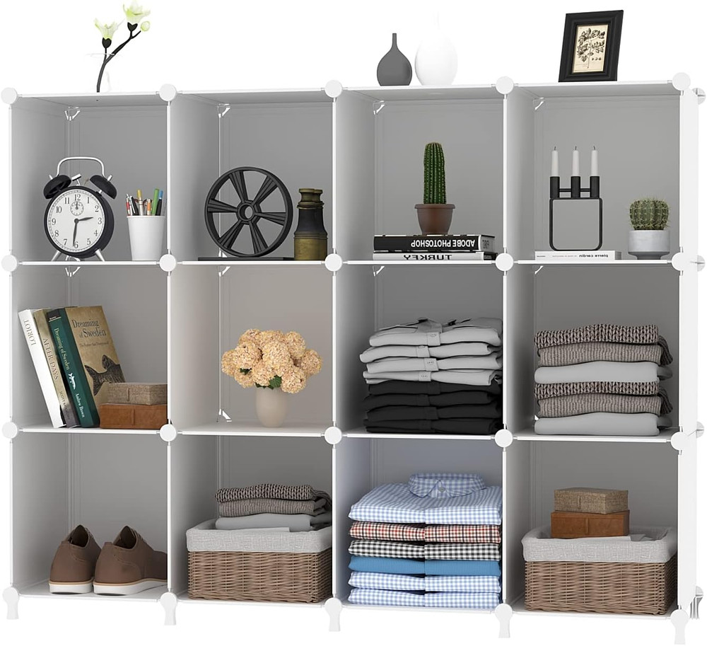Cube Storage Organizer Storage 12 Cube Bookshelf DIY Plastic Closet Clothes Stor