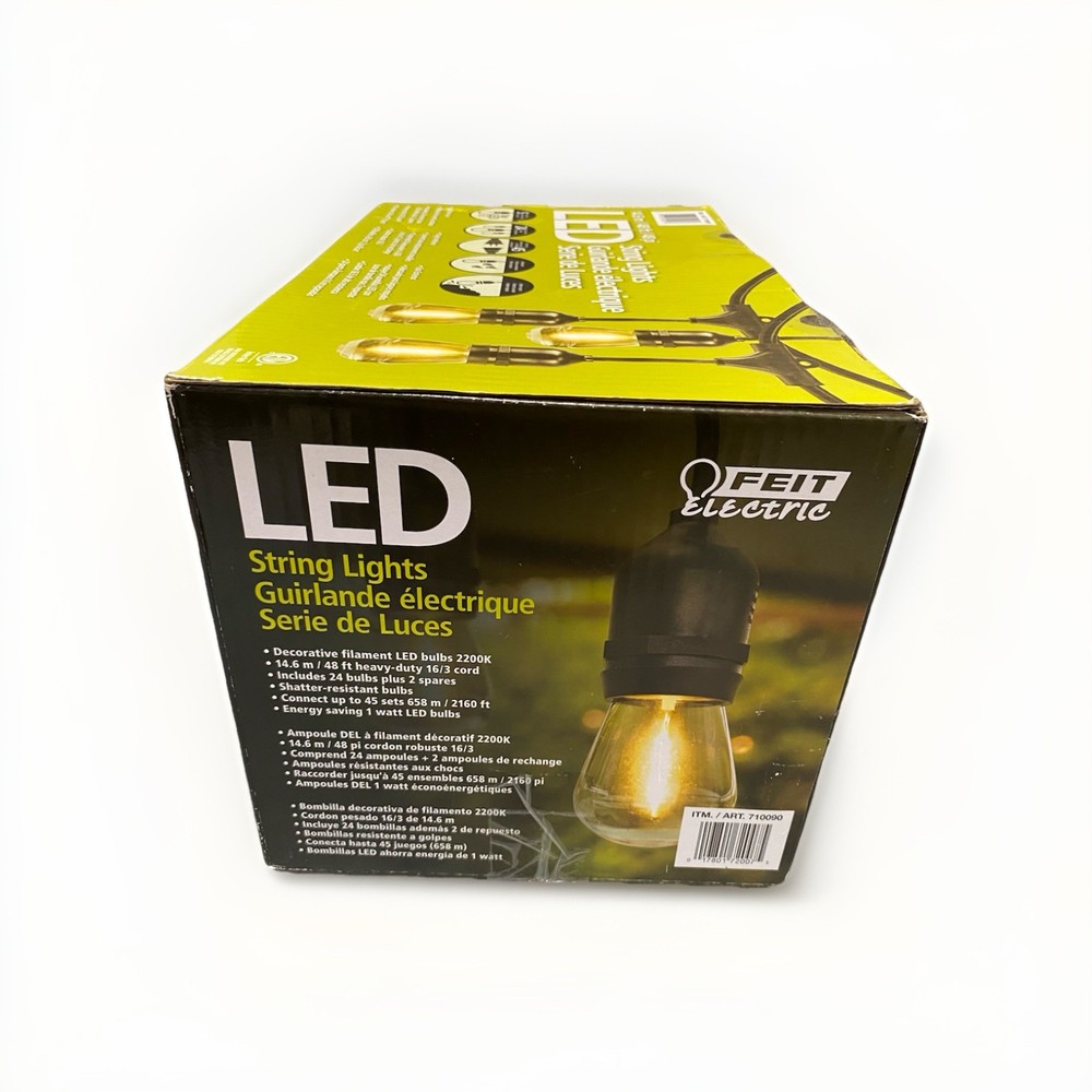 Feit Electric 48ft LED Filament String Light Set | Model 72007 | Black