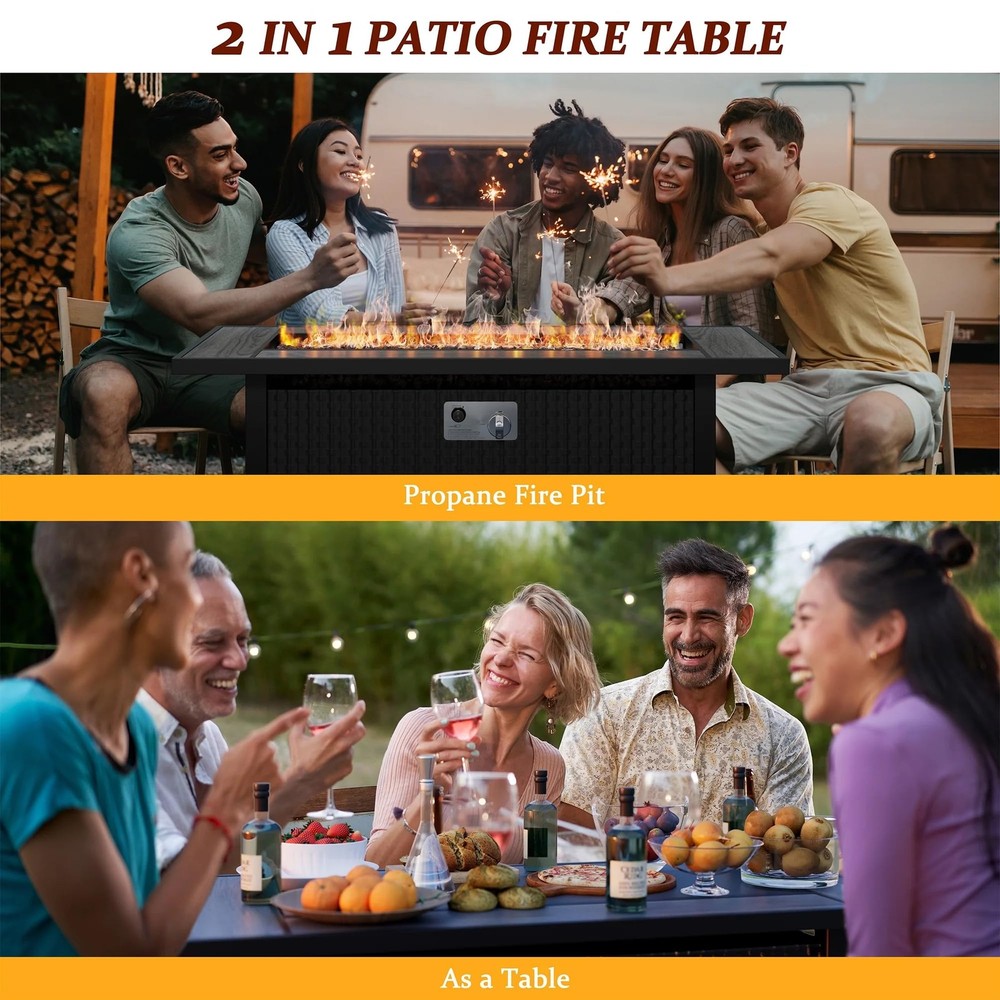 Outdoor Propane Fire Table, 45-Inch Gas Fire Pit Table