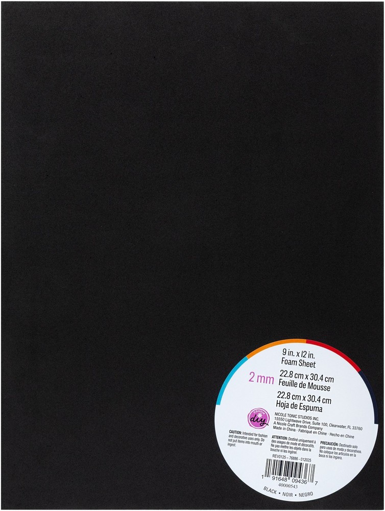 CousinDIY Foam Sheet 9"X12" 2mm-Black - 20 Pack