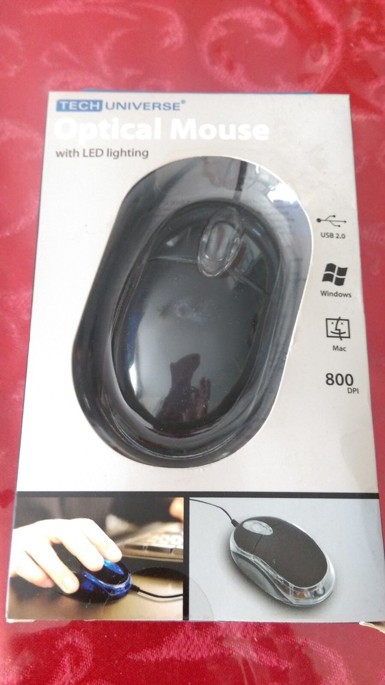 TECH Universe | Optical Mouse with Led Lighting | USB 2.0 | Black