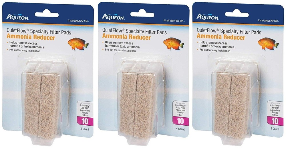 (3 Pack) Aqueon Quiet Flow 10 Ammonia Reducing Specialty Filter Pad (4 ct. Pe...