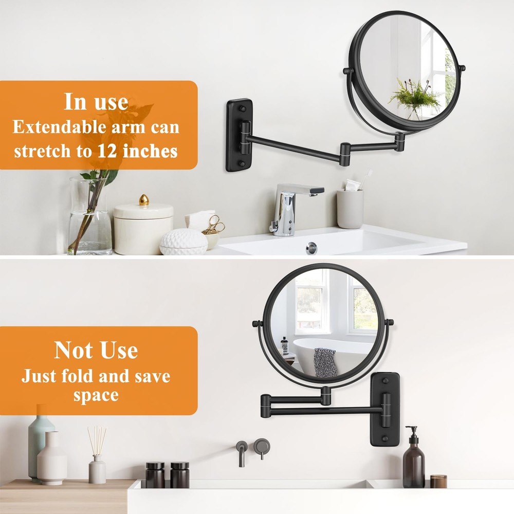 1X/15X Wall Mounted Makeup Mirror, 8" Double Sided Vanity Magnifying Mirror, ...