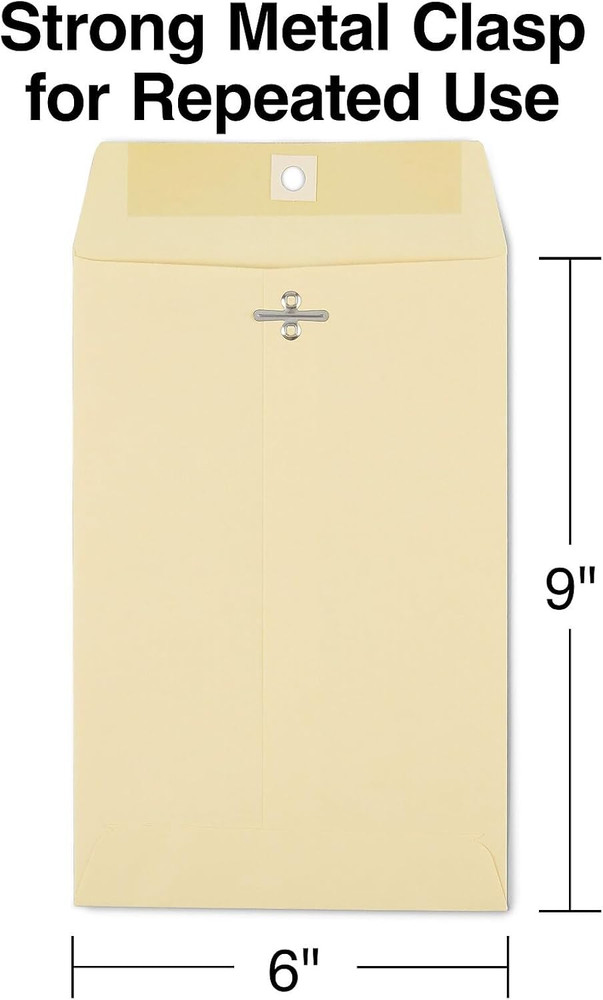 Clasp Extra-Heavyweight Envelopes 6X9 Manila 100/Box