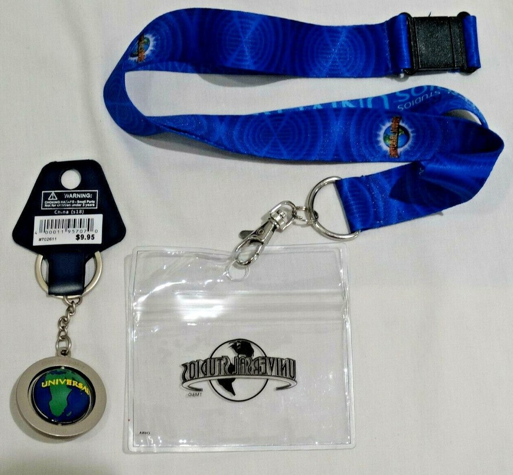 UNIVERSAL STUDIOS TECHY GLOBE T-SHIRT SIZE S, GLOBE SPINNER KEY CHAIN & LANYARD