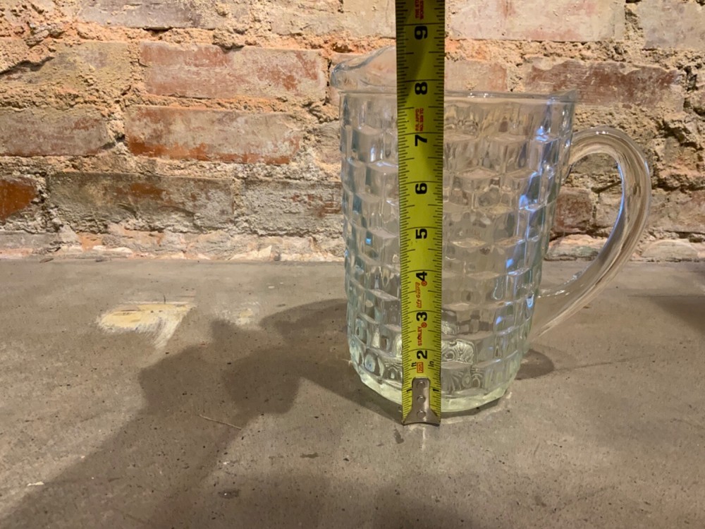 Vintage Clear Cubist Glass Pitcher