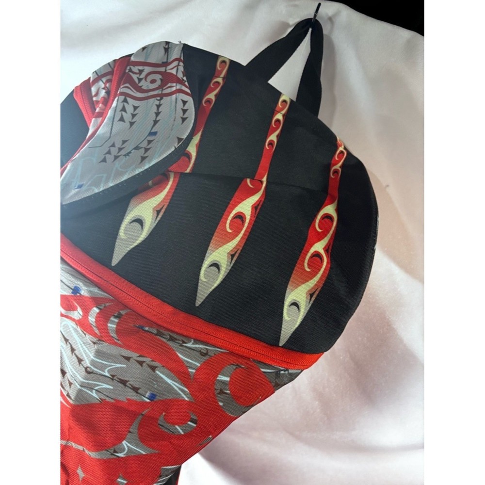 Black and Red Graphic Men's Backpack with Multiple Compartments