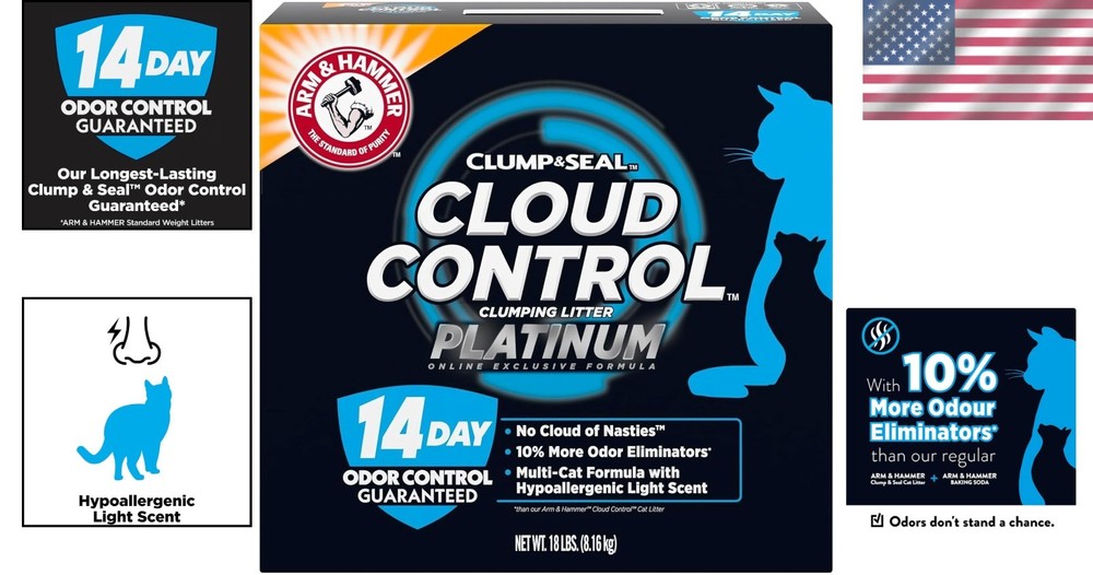 Cloud Control Platinum Cat Litter 18 lbs - Dust-Free, Hypoallergenic & Multi-Cat