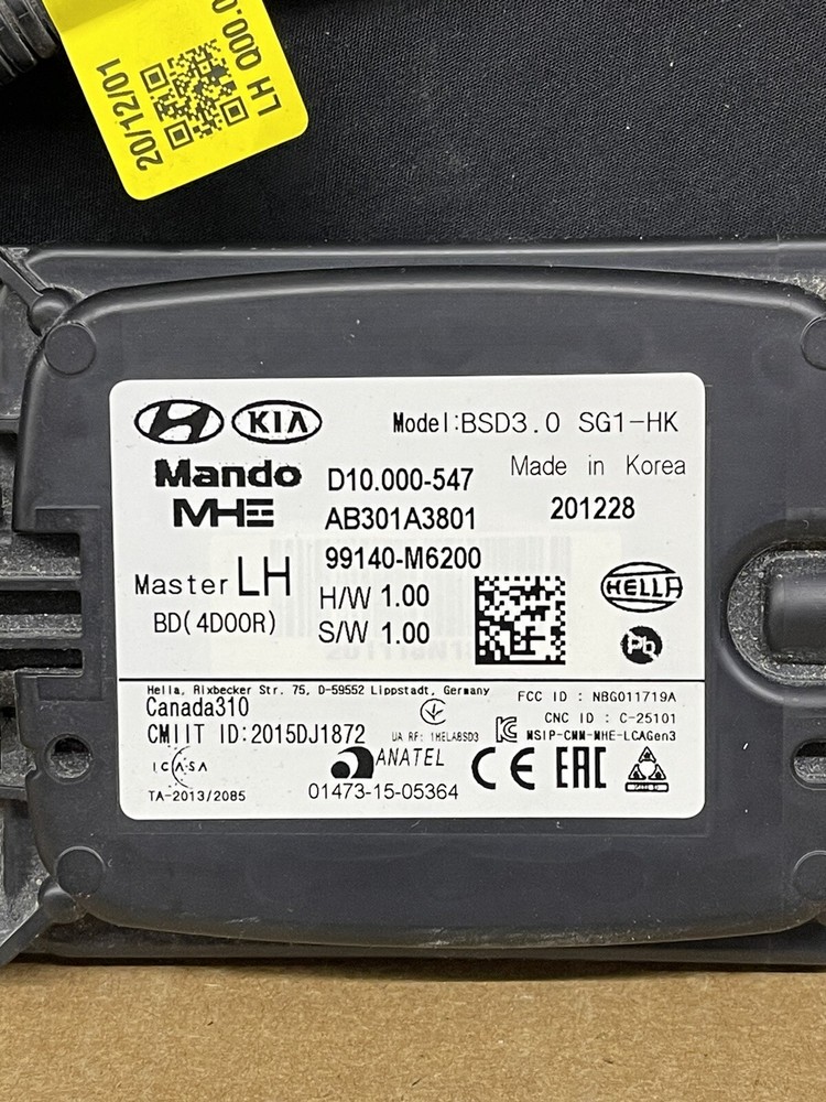 2019-2021 KIA FORTE REAR LEFT SIDE BLIND SPOT RADAR SENSOR MODULE UNIT OEM