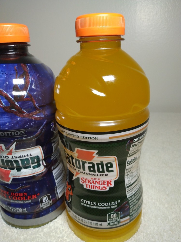 2 Gatorade Upside Down Citrus Cooler 28oz Bottle Stranger Things Lucas Sinclair