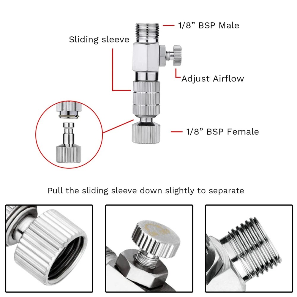 HUBEST 14pcs Multi-Size Airbrush Adapter Set, Quick Release KIT 1, Silver