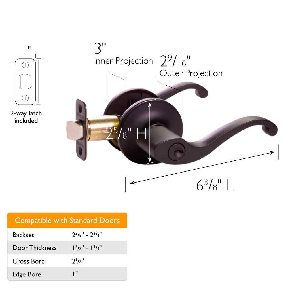 Scroll Matte Black Keyed Entry Door Lever