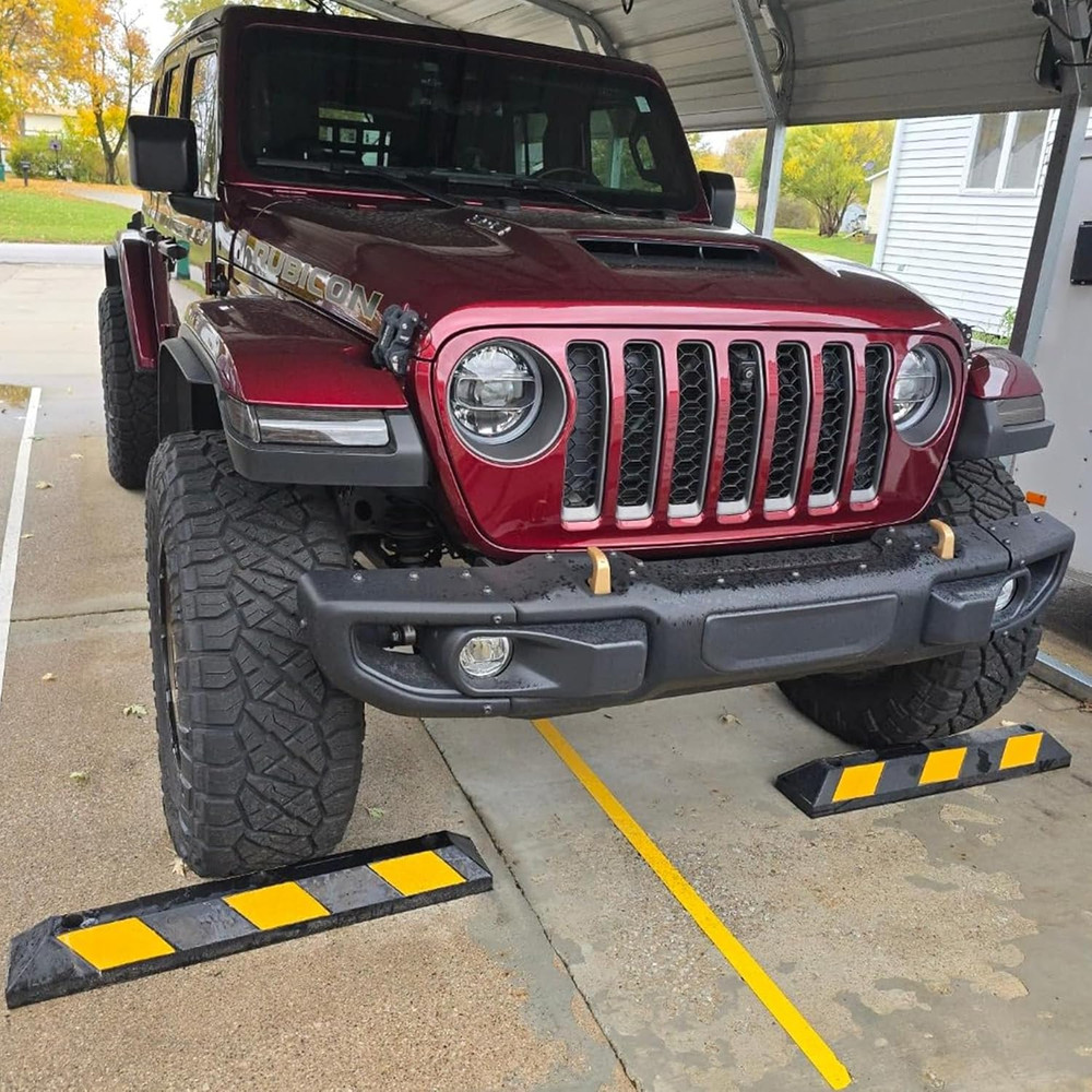 4 Pack Parking Stop, 3 Foot Long Flexible Rubber Curb, Highly Visible Accessory