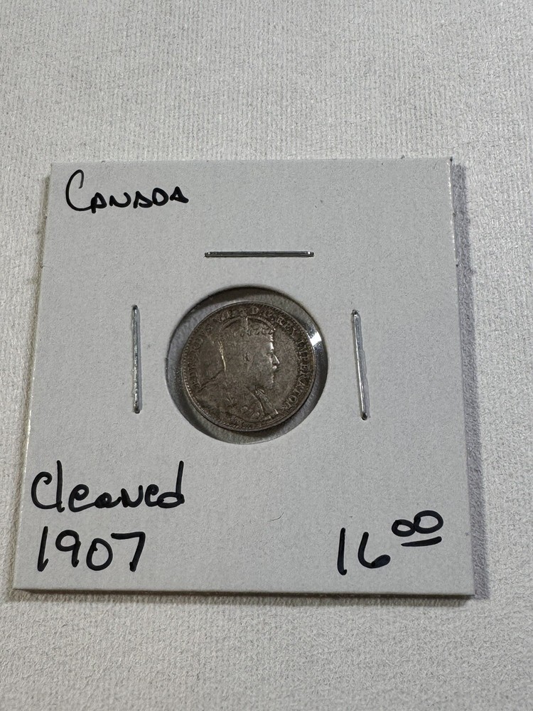 1907 Canada 5 Cents Small Silver Coin Cleaned